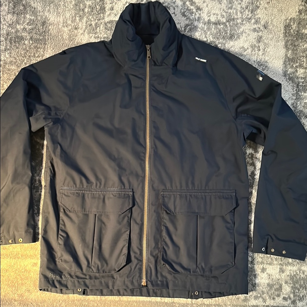 Helly Hansen Men’s Navy Blue Lightweight Rain Jacket w Full-Length Front Zipper